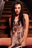 Lauren Wood Lauren Strips From Her T Shirt And Tight Denim Shorts j6vkfgfzg7