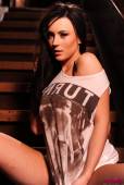 Lauren Wood Lauren Strips From Her T Shirt And Tight Denim Shorts k6vkffr3oo