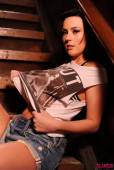 Lauren Wood Lauren Strips From Her T Shirt And Tight Denim Shorts 66vkffvxwo