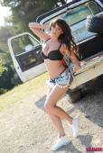 Emma Green Black Bra And Denim Shorts On The Truck-26vlow6v4b.jpg