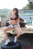 Emma Green Black Bra And Denim Shorts On The Truck 66vlouri67