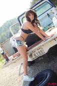Emma Green Black Bra And Denim Shorts On The Truck 06vlovednd
