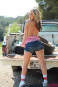 Candice Collyer Denim Top White Thong And Little Socks 16vnr7qc4d