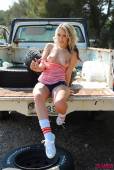 Candice Collyer Denim Top White Thong And Little Socks b6vnr78vqu