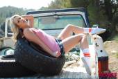 Candice Collyer Denim Top White Thong And Little Socks x6vnr6fnn3