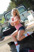 Candice Collyer Denim Top White Thong And Little Socks 16vnr7ho6h