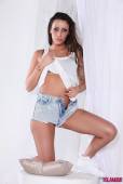 Lara Sancto Lara Peels Off Her Top And Denim Shorts To Reveal Her Lingerie g6vnrxn7xn