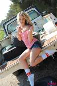 Candice Collyer Denim Top White Thong And Little Socks s6vnr7ghd1