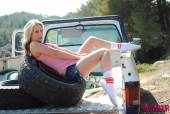 Candice Collyer Denim Top White Thong And Little Socks j6vnr6durh
