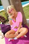 T J Stips Naked From Her Cute Pink Outfit i6vo5thy3b