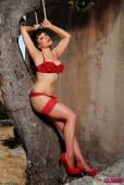Charlotte Narni Red Lingerie With Fishnet Stockings 06vqtwl0g4