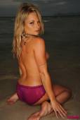 Michelle Cole White Top With Purple Panties On The Beach i6vrtng2gv