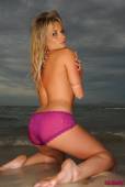 Michelle Cole White Top With Purple Panties On The Beach 66vrtnskz6