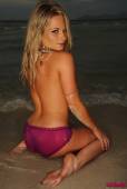 Michelle Cole White Top With Purple Panties On The Beach r6vrtn061c