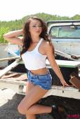 Janine Clarke White Top And Denim Shorts By The Truck f6vsib7bnf