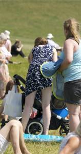 Milf in green thong (upskirt)