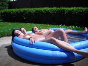 Teens Enjoy a Small pool in the Backyard x 104 07bh419w5n